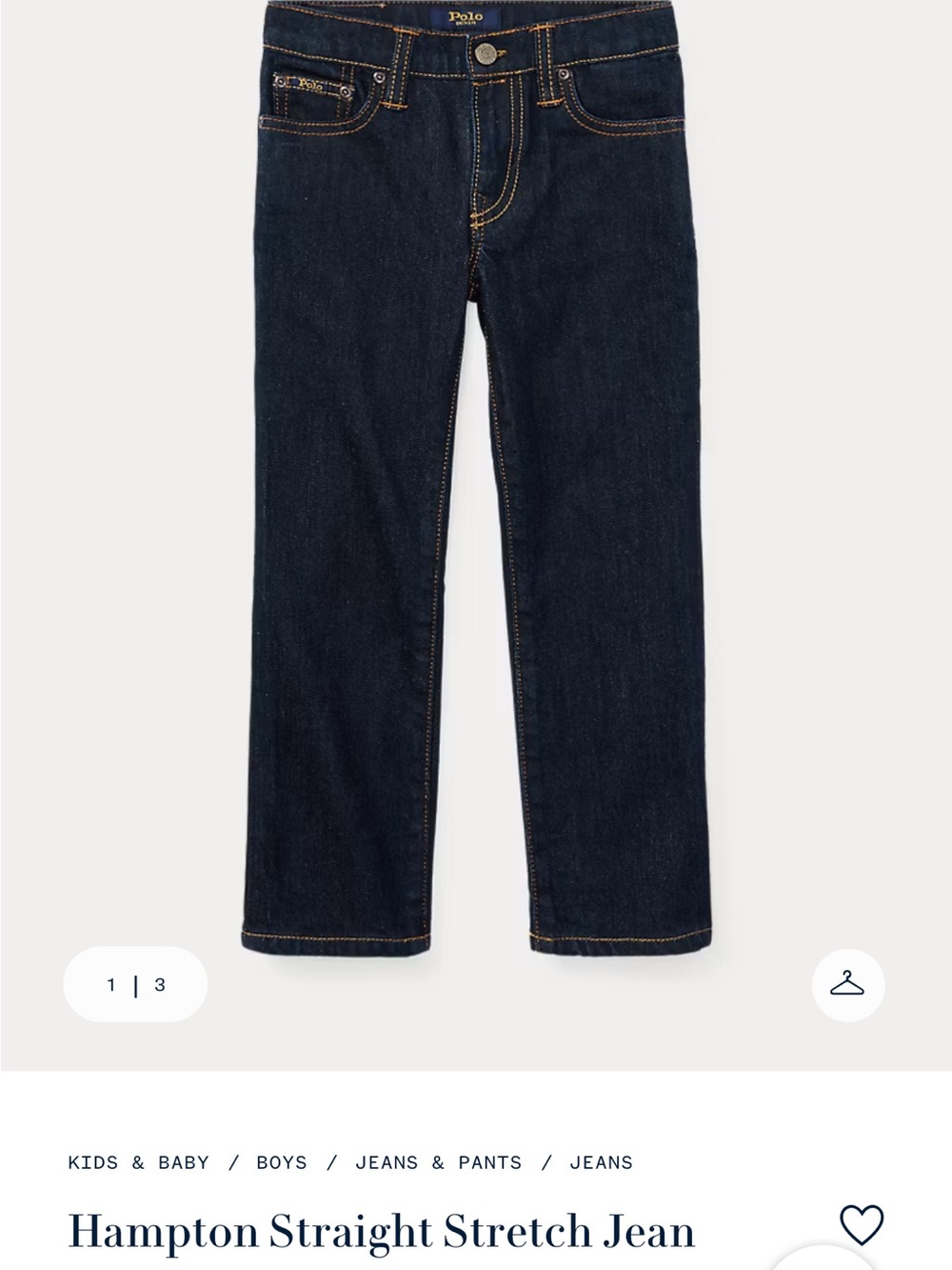 Boys Ralph Lauren Dark Blue Straight Jeans